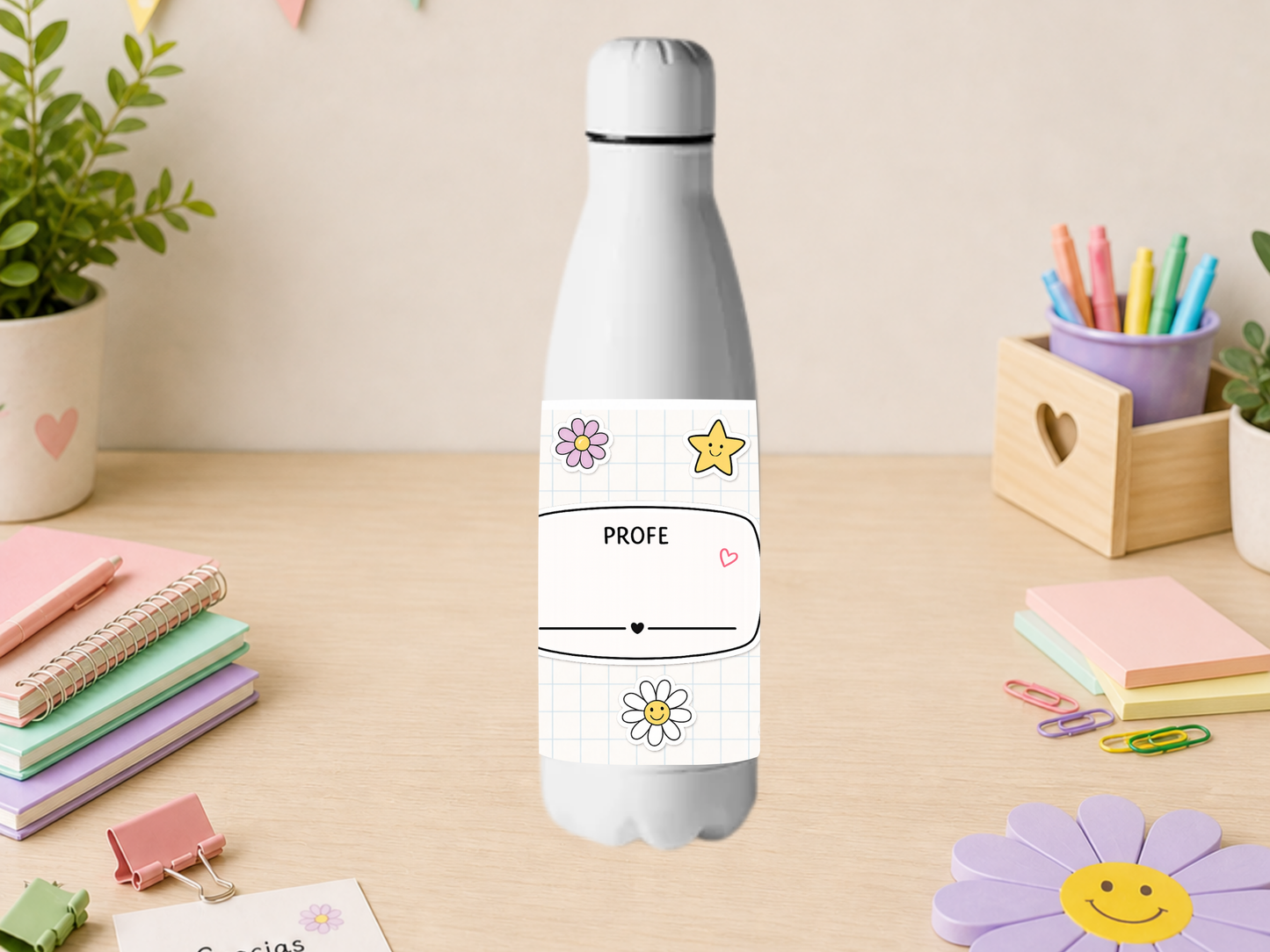 Botella personalizada para profes – regalo original fin de curso