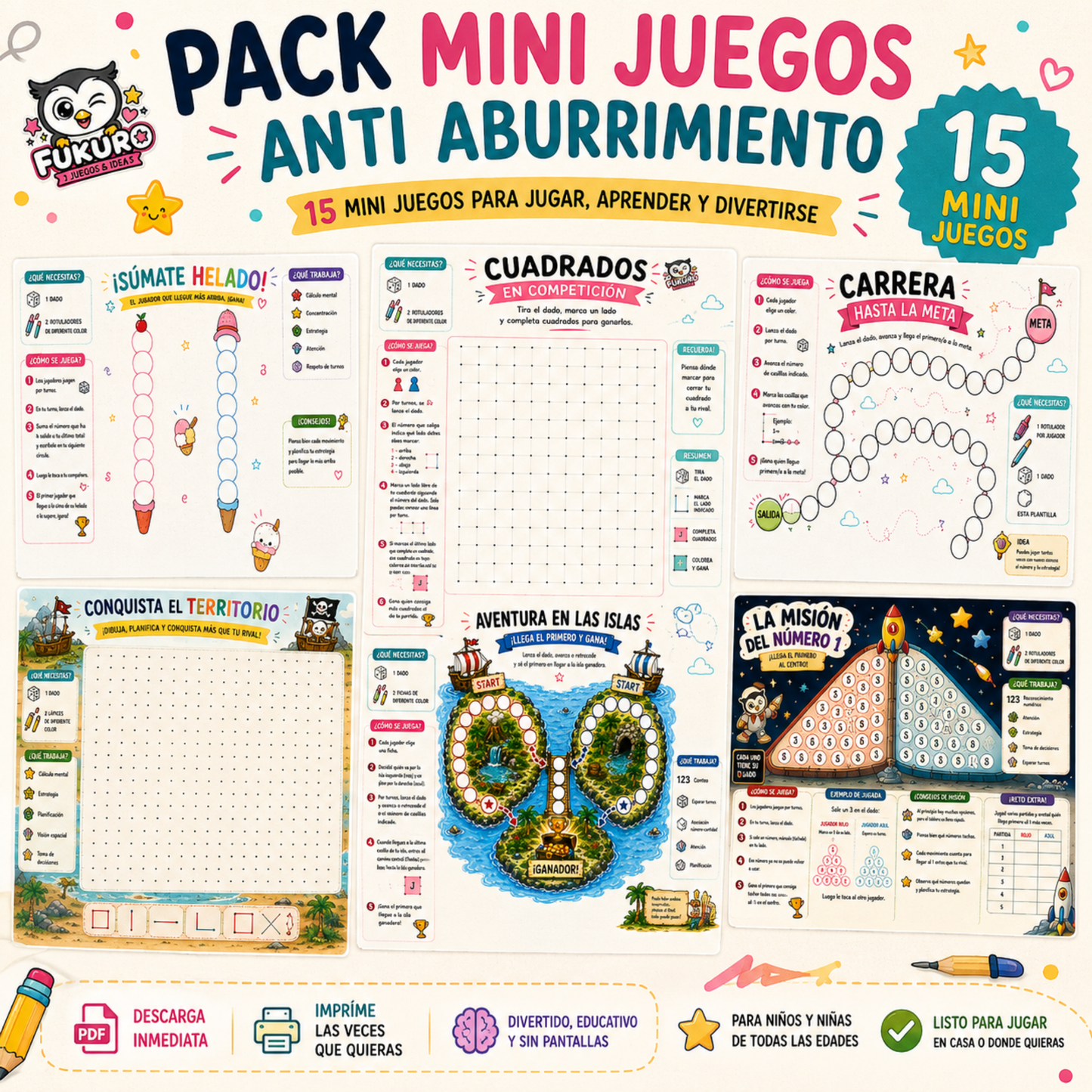 Pack Antiaburrimiento FUKURO 🎲 | Juegos imprimibles