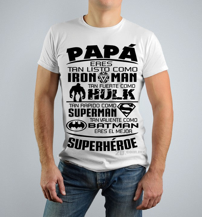 CAMISETA SUPER HEROES  MOTIVOS NEGRO - DIA DEL PADRE