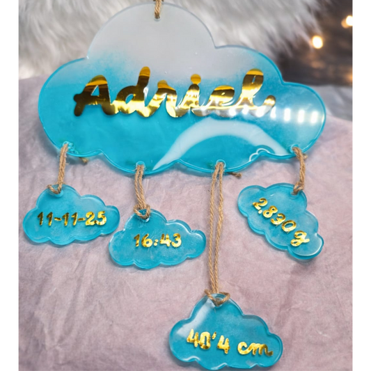 Nube de nacimiento personalizada en resina