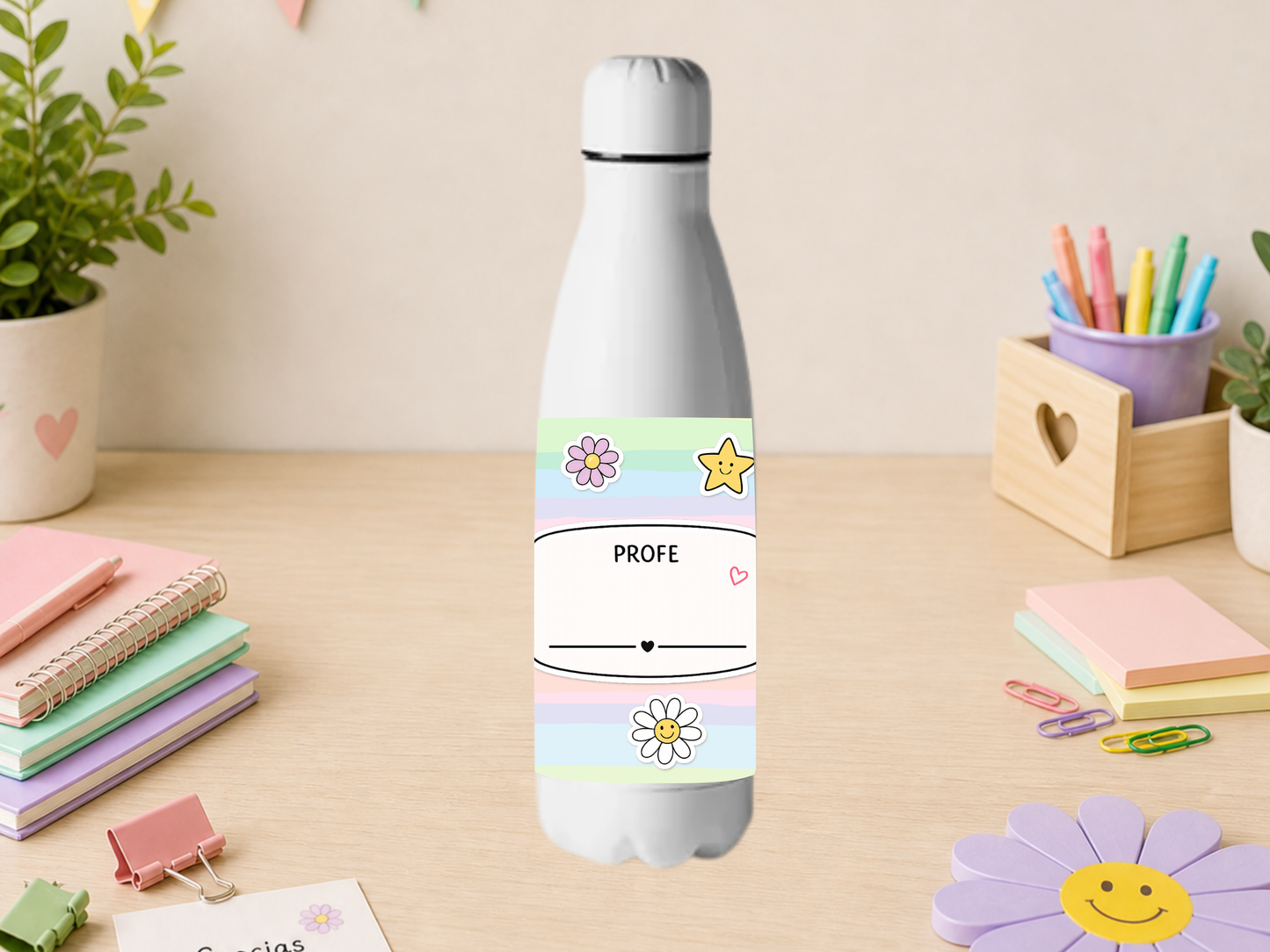 Botella personalizada para profes – regalo original fin de curso
