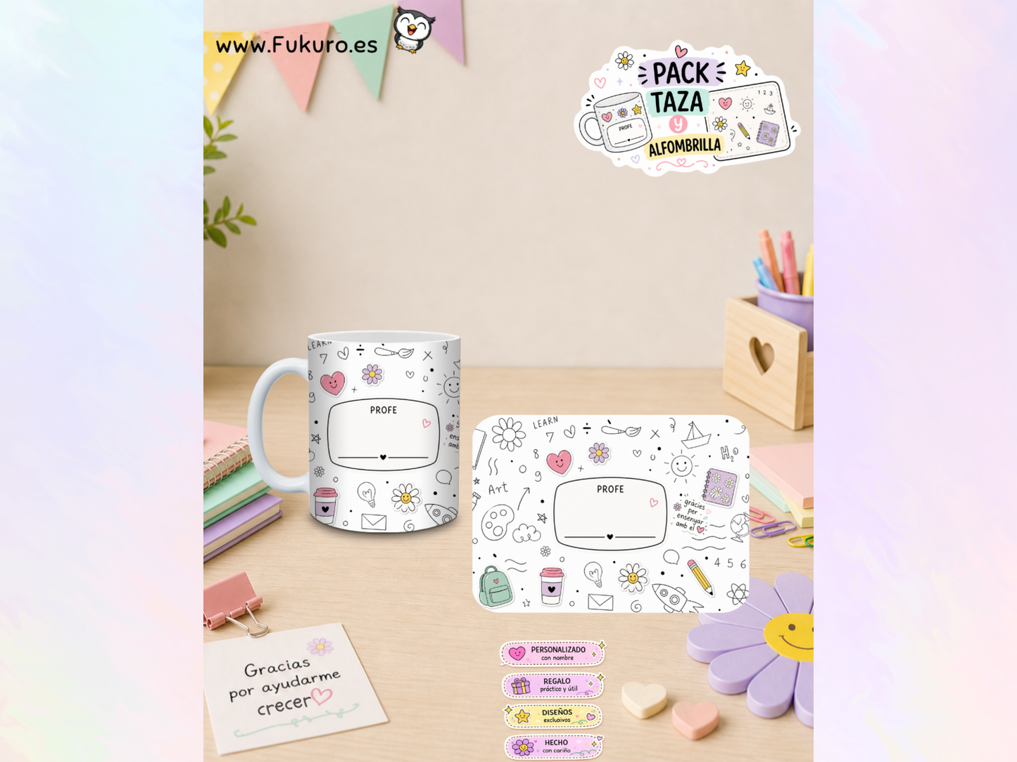Pack Profe – Taza + Alfombrilla Personalizada