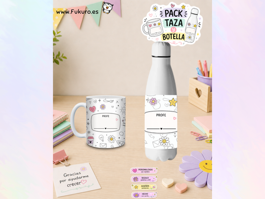 Pack Profe – Taza + Botella Personalizada