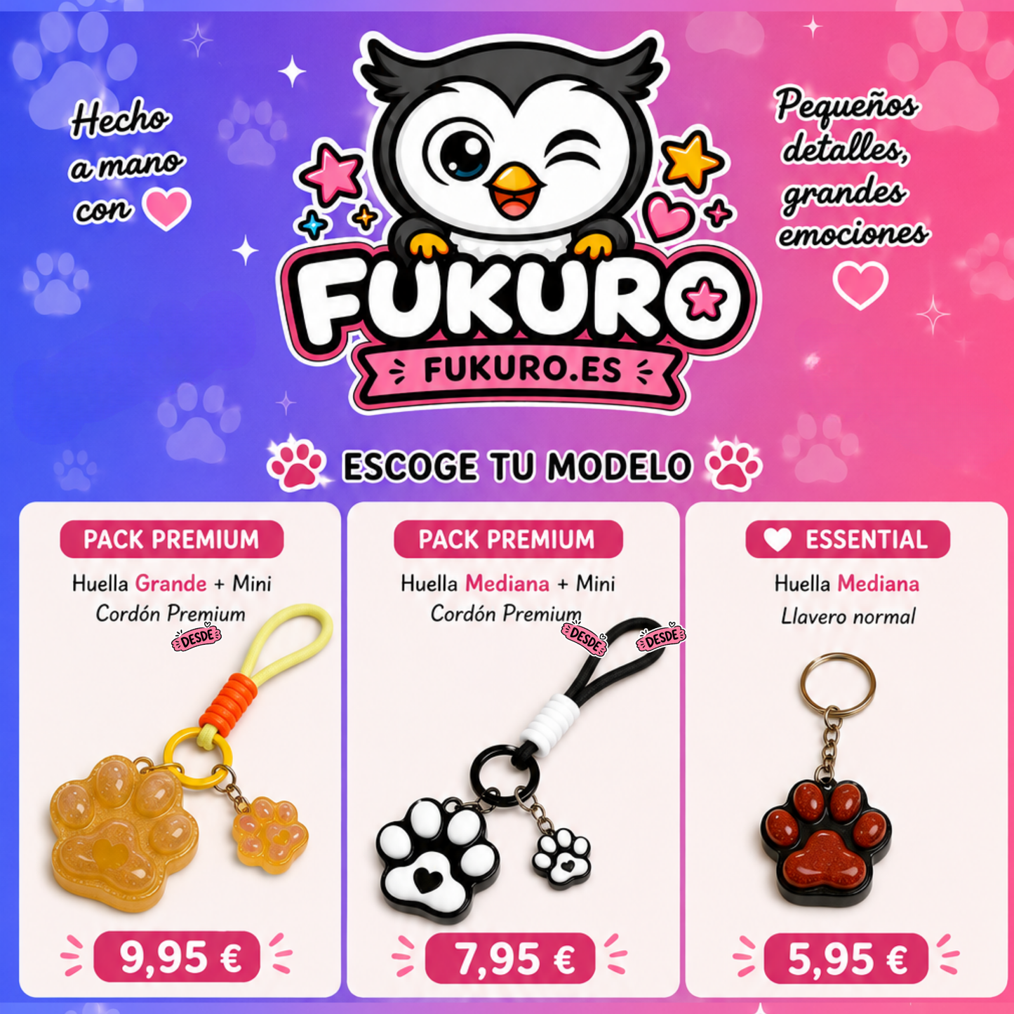 Llavero Huella 3D Personalizado para Mascotas