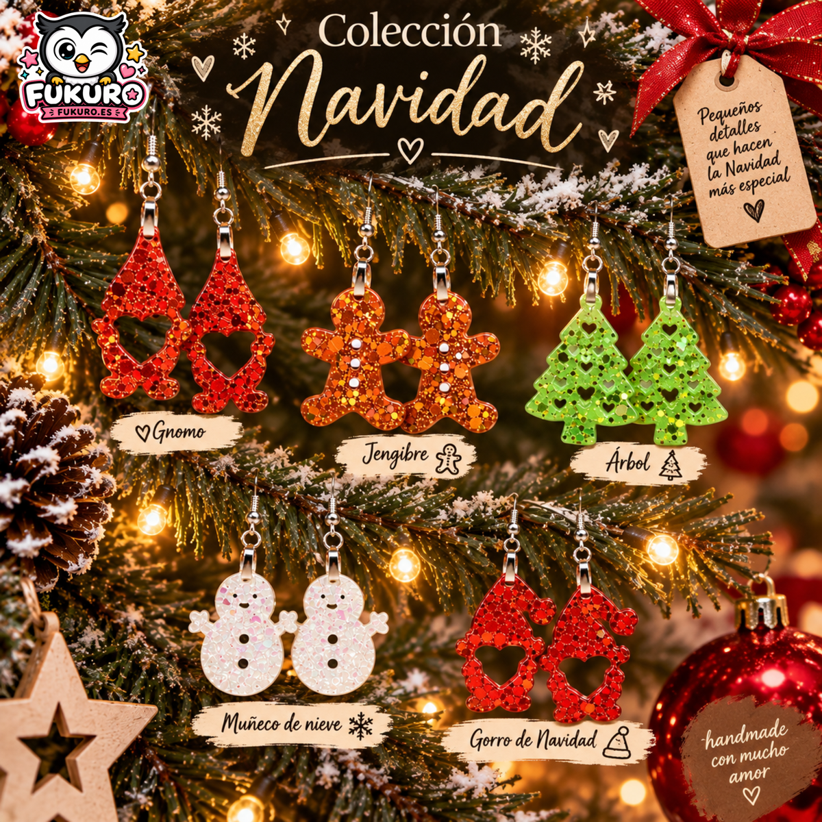 Pendientes de resina · Colección Navidad 🎄✨